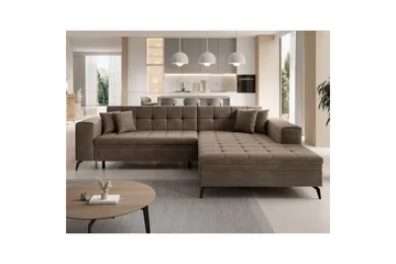Hjørnesofa Eltap Solange 292x196x84 cm - Berlin 03, Beige, Høyre - Møbler - Sofaer - Sovesofaer