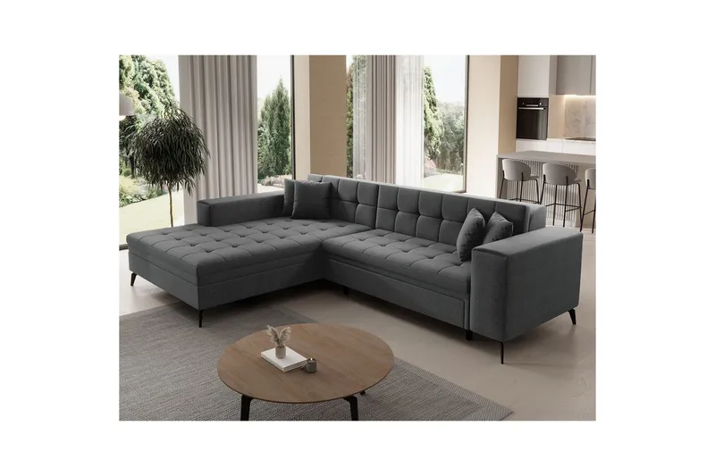 Hjørnesofa Eltap Solange 292x196x84 cm - Inari 96, Mørk grå, Venstre - Møbler - Sofaer - Sovesofaer