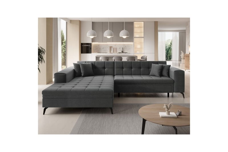 Hjørnesofa Eltap Solange 292x196x84 cm - Inari 96, Mørk grå, Venstre - Møbler - Sofaer - Sovesofaer