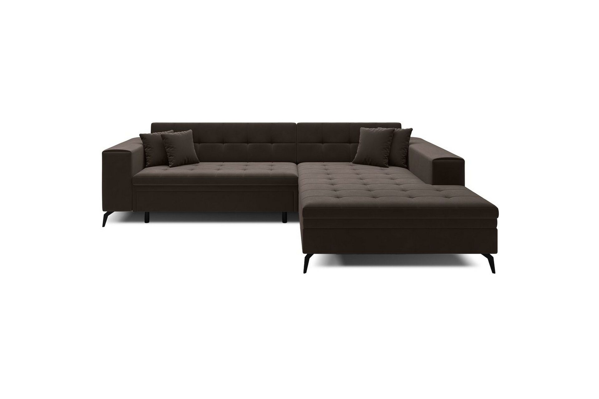 Hjørnesofa Eltap Solange 292x196x84 cm - Mat Velvet 29, Mørk brun, Høyre