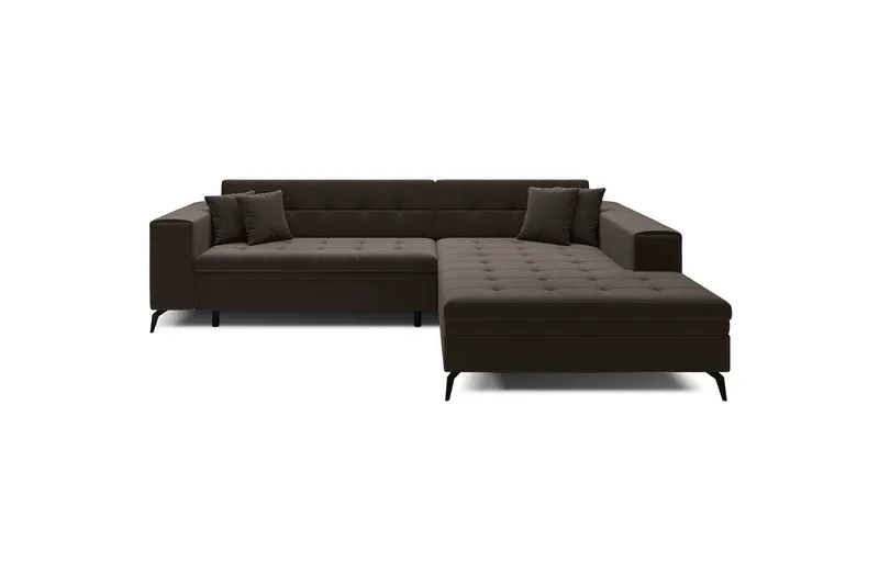 Hjørnesofa Eltap Solange 292x196x84 cm - Mat Velvet 29, Mørk brun, Høyre - Møbler - Sofaer - Sovesofaer