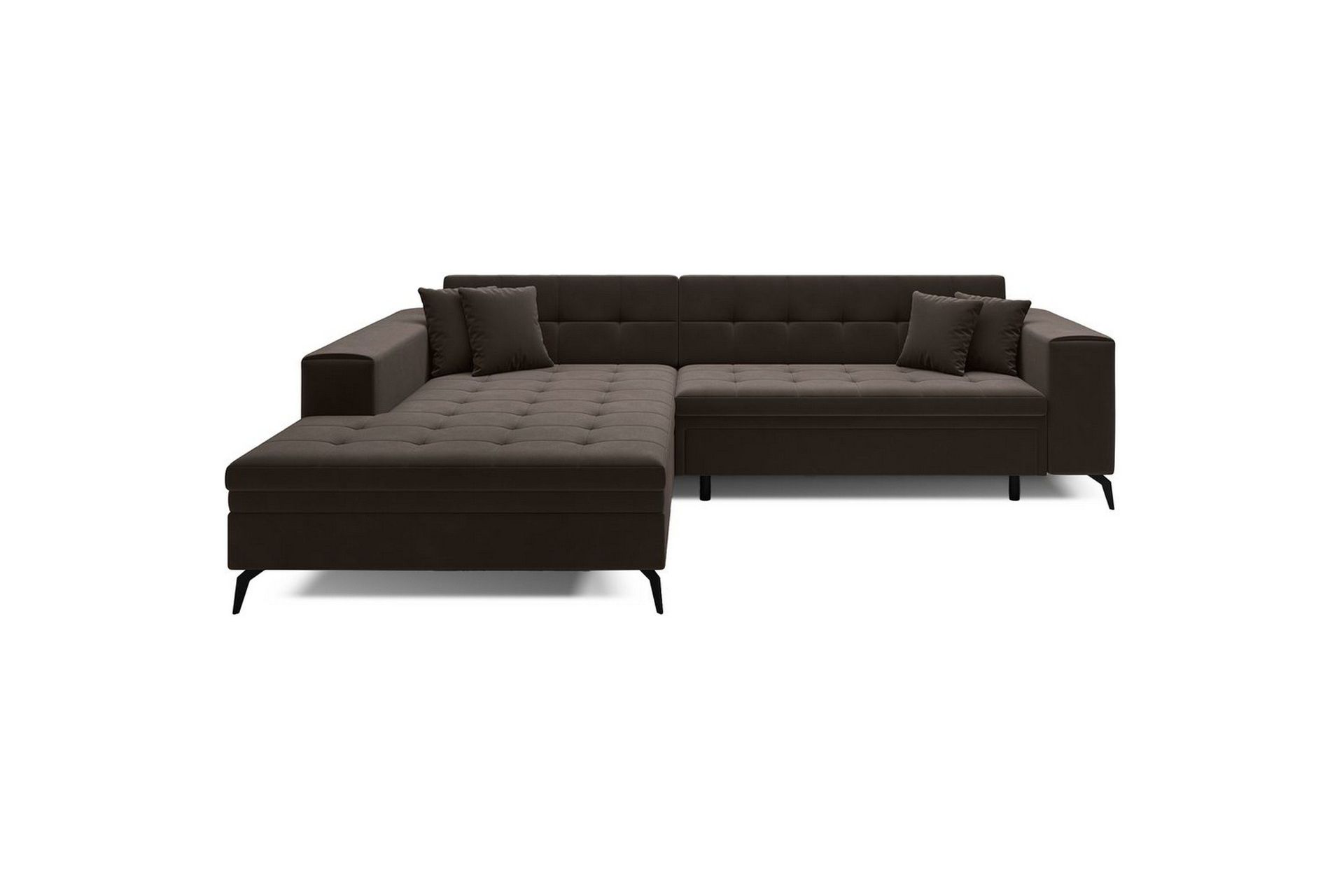 Hjørnesofa Eltap Solange 292x196x84 cm - Mat Velvet 29, Mørk brun, Venstre