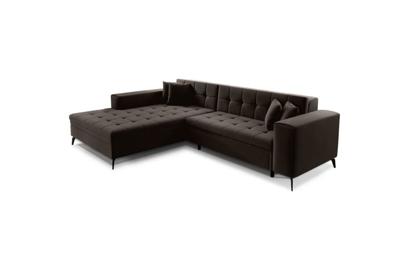 Hjørnesofa Eltap Solange 292x196x84 cm - Mat Velvet 29, Mørk brun, Venstre - Møbler - Sofaer - Sovesofaer