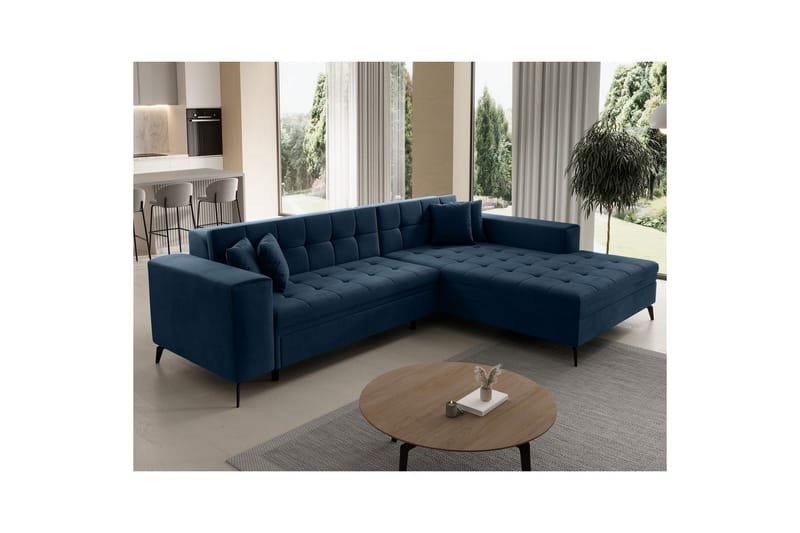 Hjørnesofa Eltap Solange 292x196x84 cm - Monolith 77, Mørk Blå, Høyre - Møbler - Sofaer - Sovesofaer