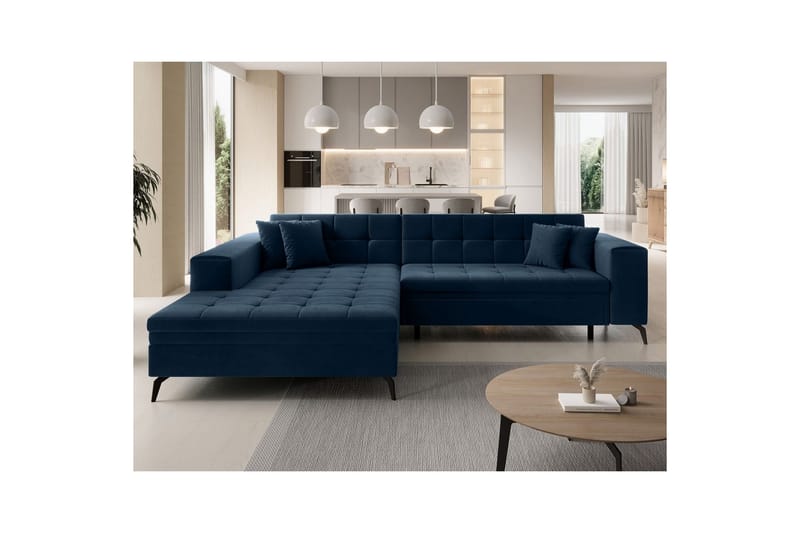 Hjørnesofa Eltap Solange 292x196x84 cm - Monolith 77, Mørk Blå, Venstre - Møbler - Sofaer - Sovesofaer