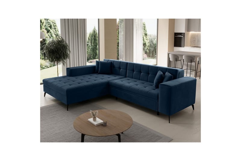 Hjørnesofa Eltap Solange 292x196x84 cm - Monolith 77, Mørk Blå, Venstre - Møbler - Sofaer - Sovesofaer