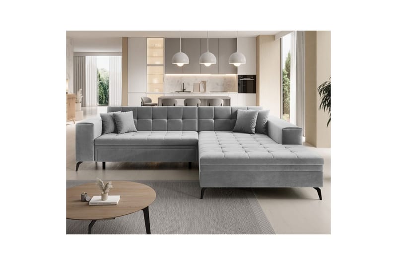 Hjørnesofa Eltap Solange 292x196x84 cm - Monolith 84, Grå, Høyre - Møbler - Sofaer - Sovesofaer