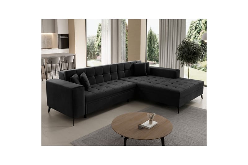 Hjørnesofa Eltap Solange 292x196x84 cm - Monolith 97, Mørk Grå, Høyre - Møbler - Sofaer - Sovesofaer