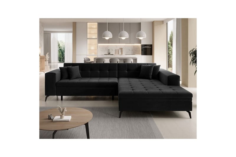 Hjørnesofa Eltap Solange 292x196x84 cm - Monolith 97, Mørk Grå, Høyre - Møbler - Sofaer - Sovesofaer