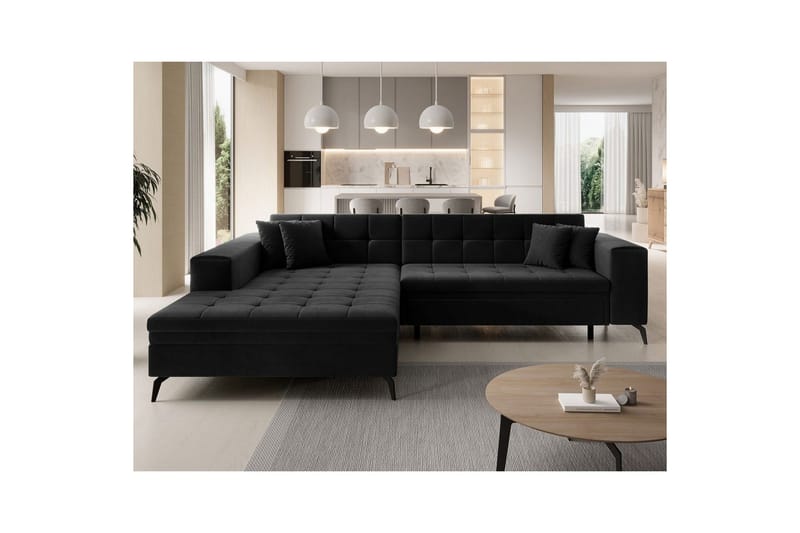 Hjørnesofa Eltap Solange 292x196x84 cm - Monolith 97, Mørk Grå, Venstre - Møbler - Sofaer - Sovesofaer