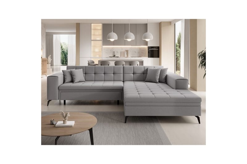 Hjørnesofa Eltap Solange 292x196x84 cm - Omega 02, Grå, Høyre - Møbler - Sofaer - Sovesofaer