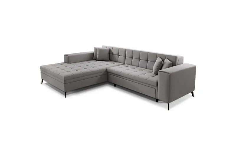 Hjørnesofa Eltap Solange 292x196x84 cm - Omega 02, Grå, Venstre - Møbler - Sofaer - Sovesofaer