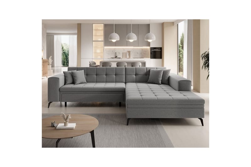 Hjørnesofa Eltap Solange 292x196x84 cm - Omega 13, Grå, Høyre - Møbler - Sofaer - Sovesofaer