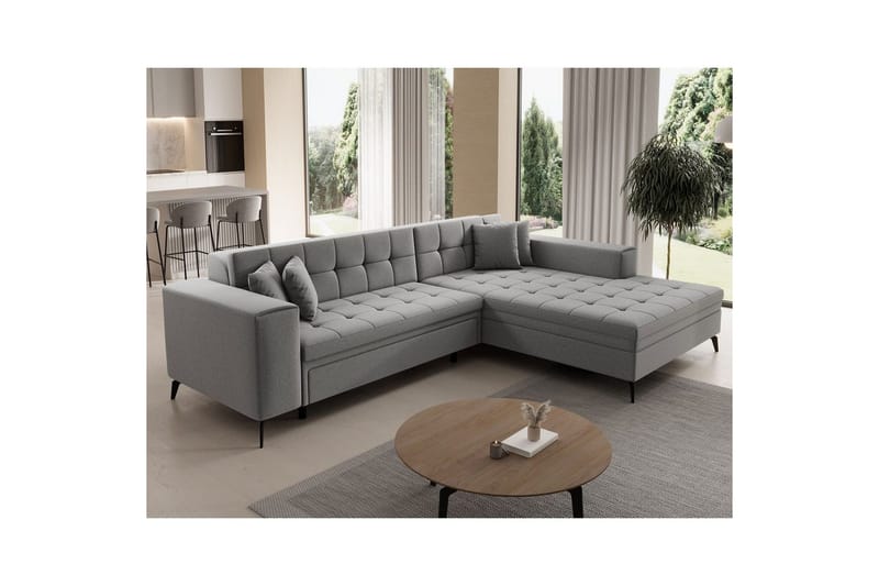 Hjørnesofa Eltap Solange 292x196x84 cm - Omega 13, Grå, Høyre - Møbler - Sofaer - Sovesofaer