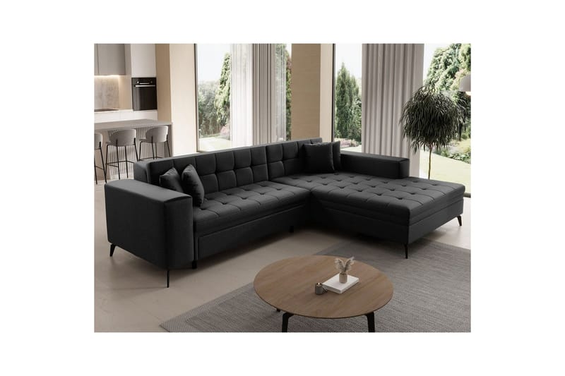 Hjørnesofa Eltap Solange 292x196x84 cm - Sawana 14, Svart, Høyre - Møbler - Sofaer - Sovesofaer