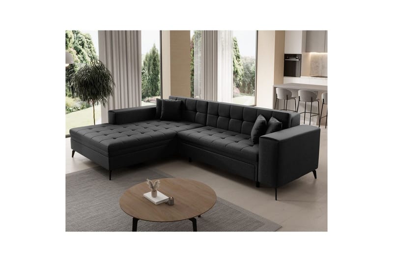 Hjørnesofa Eltap Solange 292x196x84 cm - Sawana 14, Svart, Venstre - Møbler - Sofaer - Sovesofaer