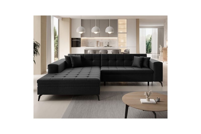 Hjørnesofa Eltap Solange 292x196x84 cm - Sawana 14, Svart, Venstre - Møbler - Sofaer - Sovesofaer