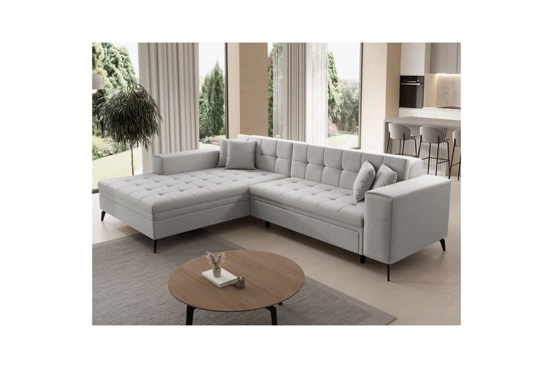 Hjørnesofa Eltap Solange 292x196x84 cm - Trekk 02, Beige, Venstre - Møbler - Sofaer - Sovesofaer