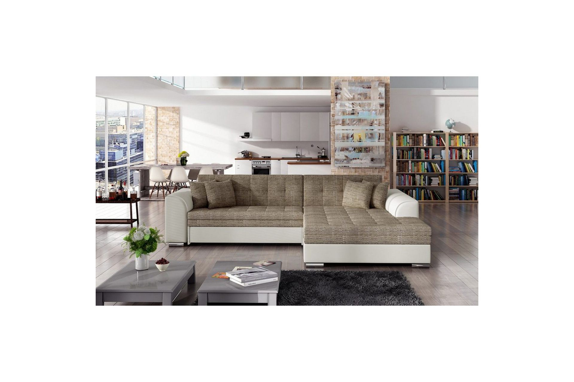 Hjørnesofa Eltap Sorento 296x194x78 cm - Berlin 03, Soft 33, Beige, Høyre