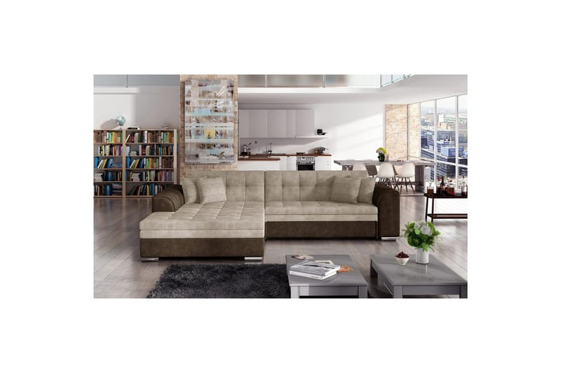 Hjørnesofa Eltap Sorento 296x194x78 cm - Dora 22, Dora 28, Beige, Venstre - Møbler - Sofaer - Sovesofaer
