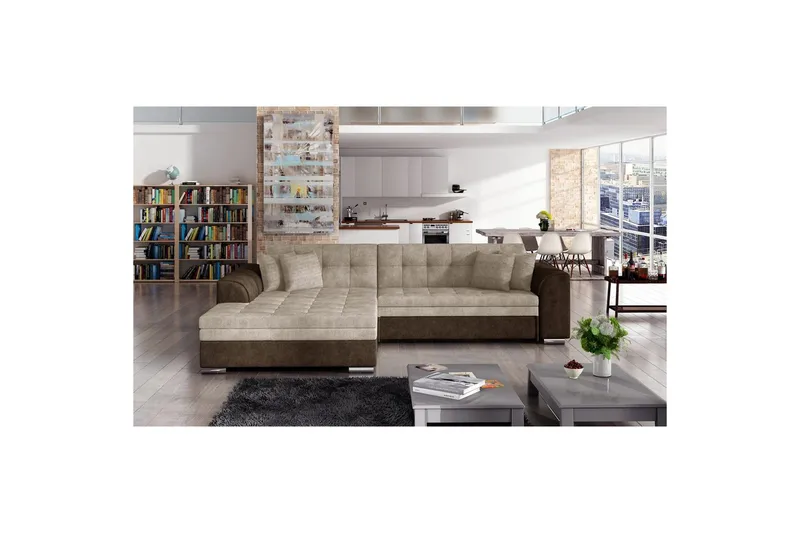 Hjørnesofa Eltap Sorento 296x194x78 cm - Dora 22, Dora 28, Beige, Venstre - Møbler - Sofaer - Sovesofaer