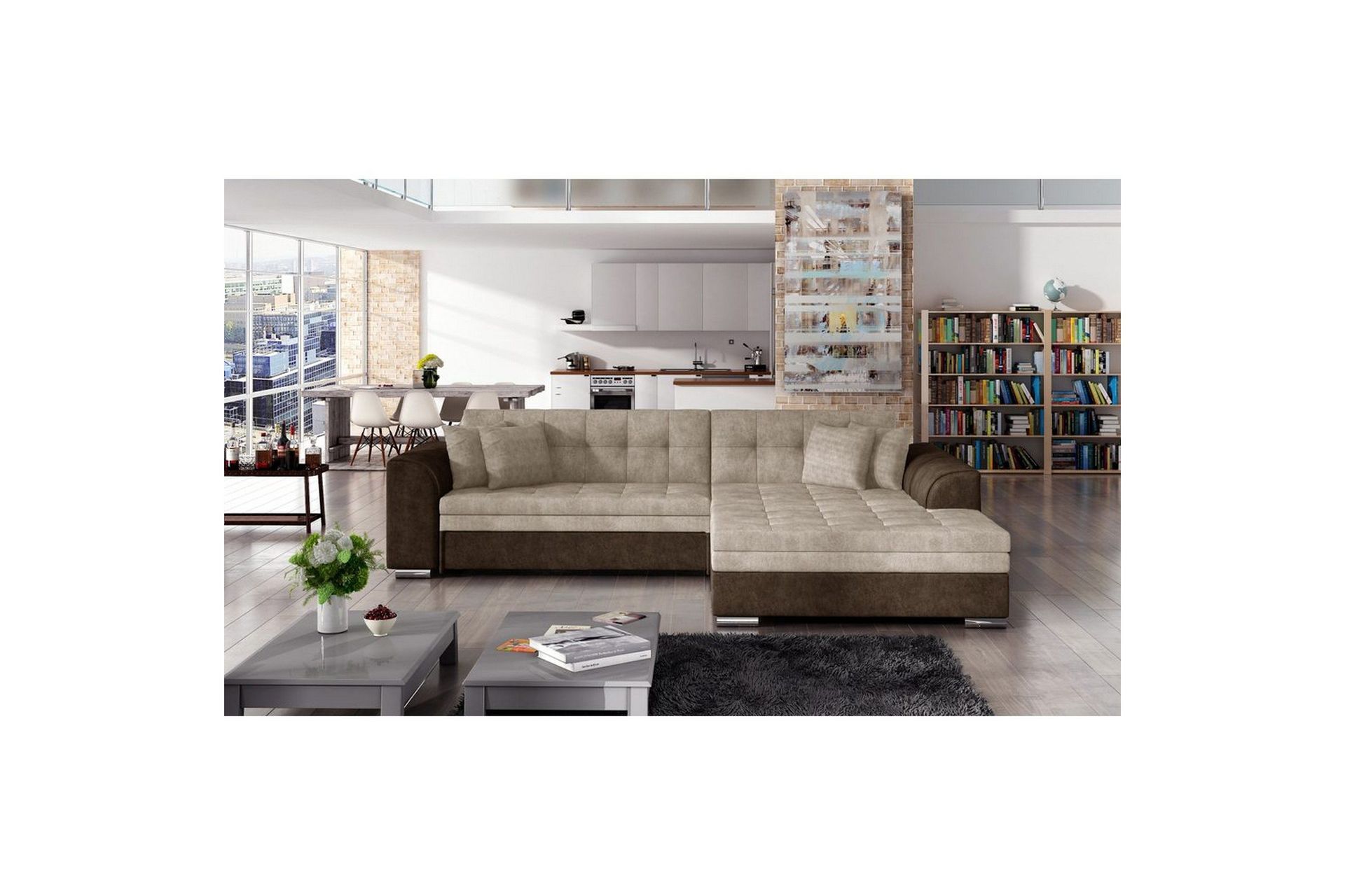 Hjørnesofa Eltap Sorento 296x194x78 cm - Dora 28, Dora 22, Brun, Høyre