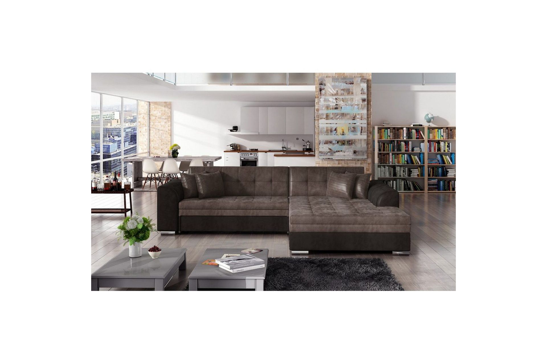 Hjørnesofa Eltap Sorento 296x194x78 cm - Monolith 09, Monolith 29, Brun, Høyre