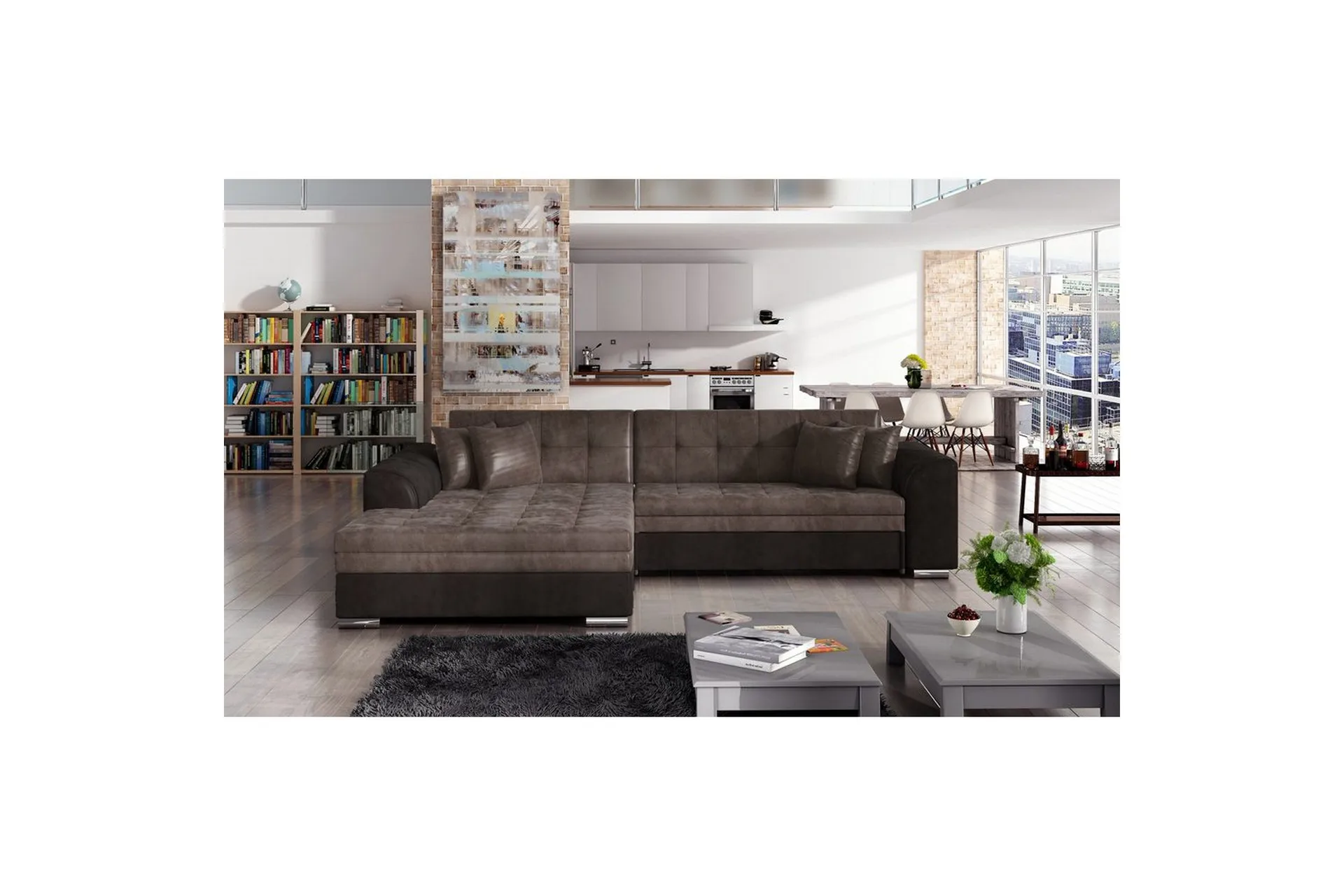 Hjørnesofa Eltap Sorento 296x194x78 cm - Monolith 09, Monolith 29, Brun, Venstre