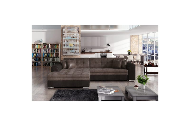 Hjørnesofa Eltap Sorento 296x194x78 cm - Monolith 09, Monolith 29, Brun, Venstre - Møbler - Sofaer - Sovesofaer