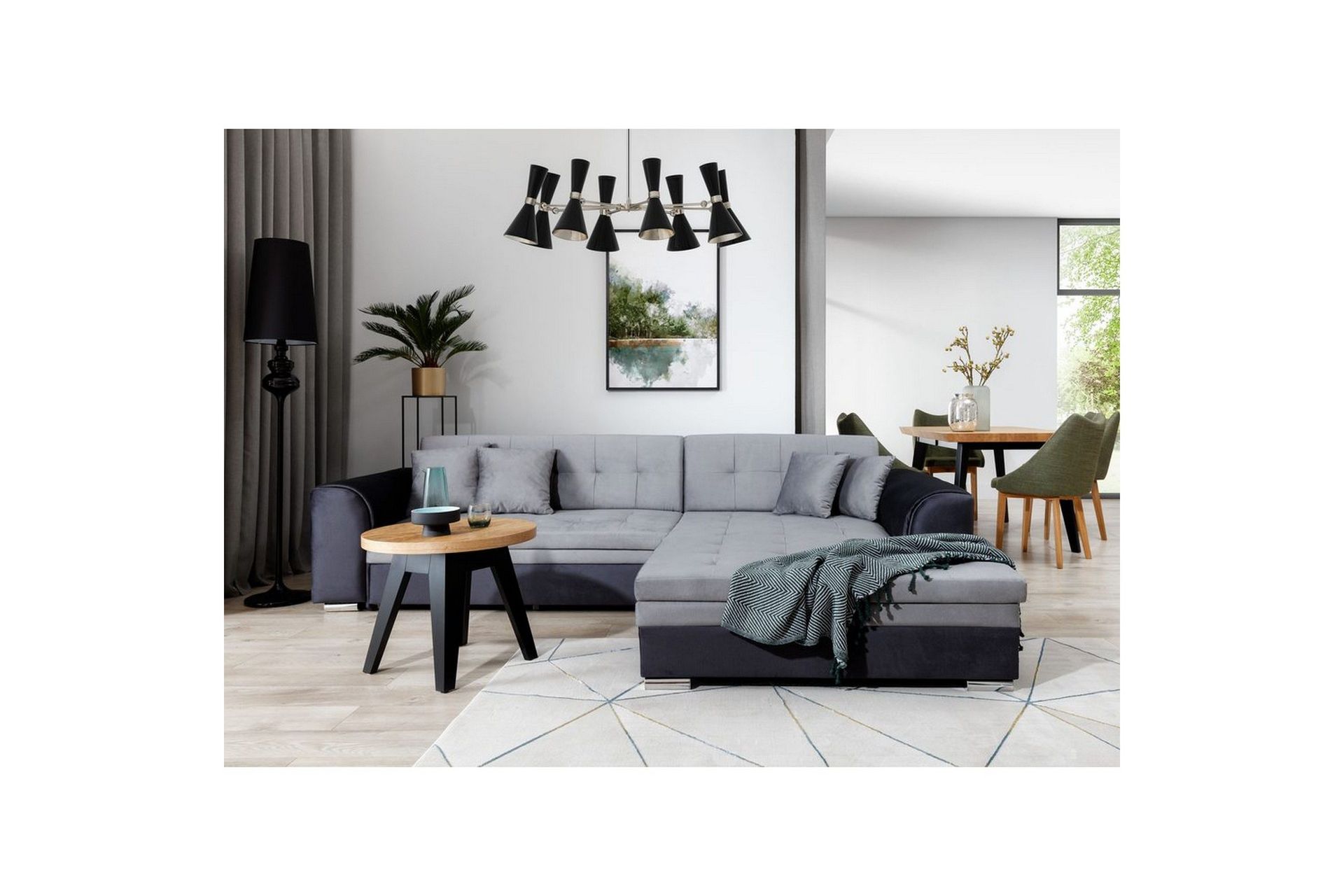 Hjørnesofa Eltap Sorento 296x194x78 cm - Monolith 84, Monolith 97, Grå, Høyre