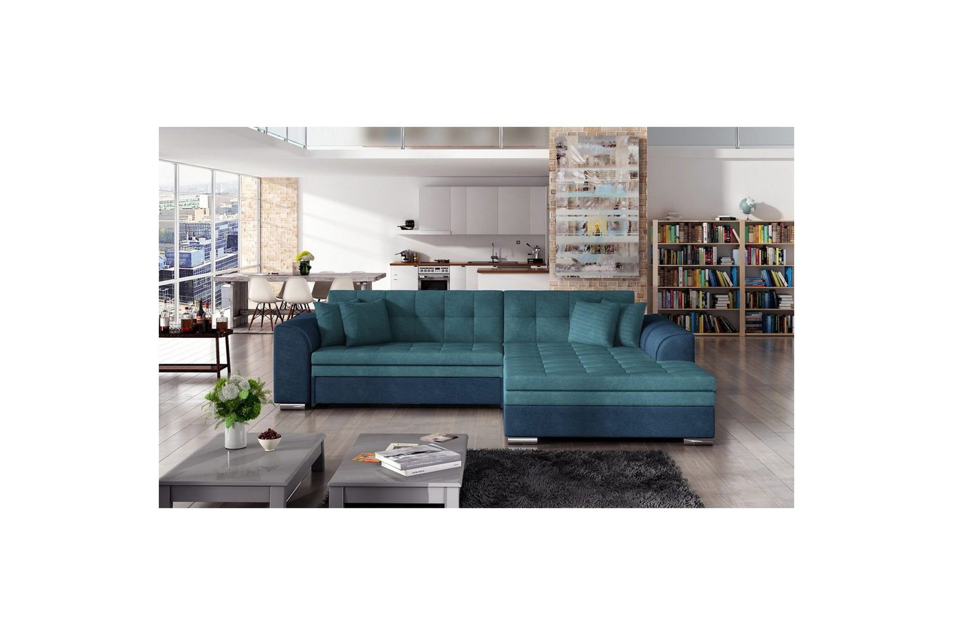 Hjørnesofa Eltap Sorento 296x194x78 cm - Orinoco 85, Orinoco 80, Blå, Høyre