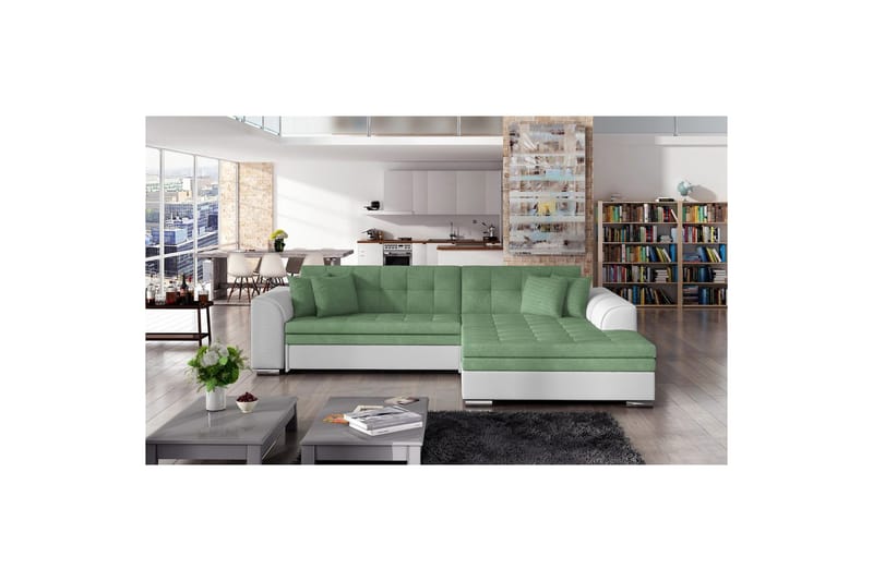 Hjørnesofa Eltap Sorento 296x194x78 cm - Soro 34, Soft 17, Grønn, Høyre - Møbler - Sofaer - Sovesofaer