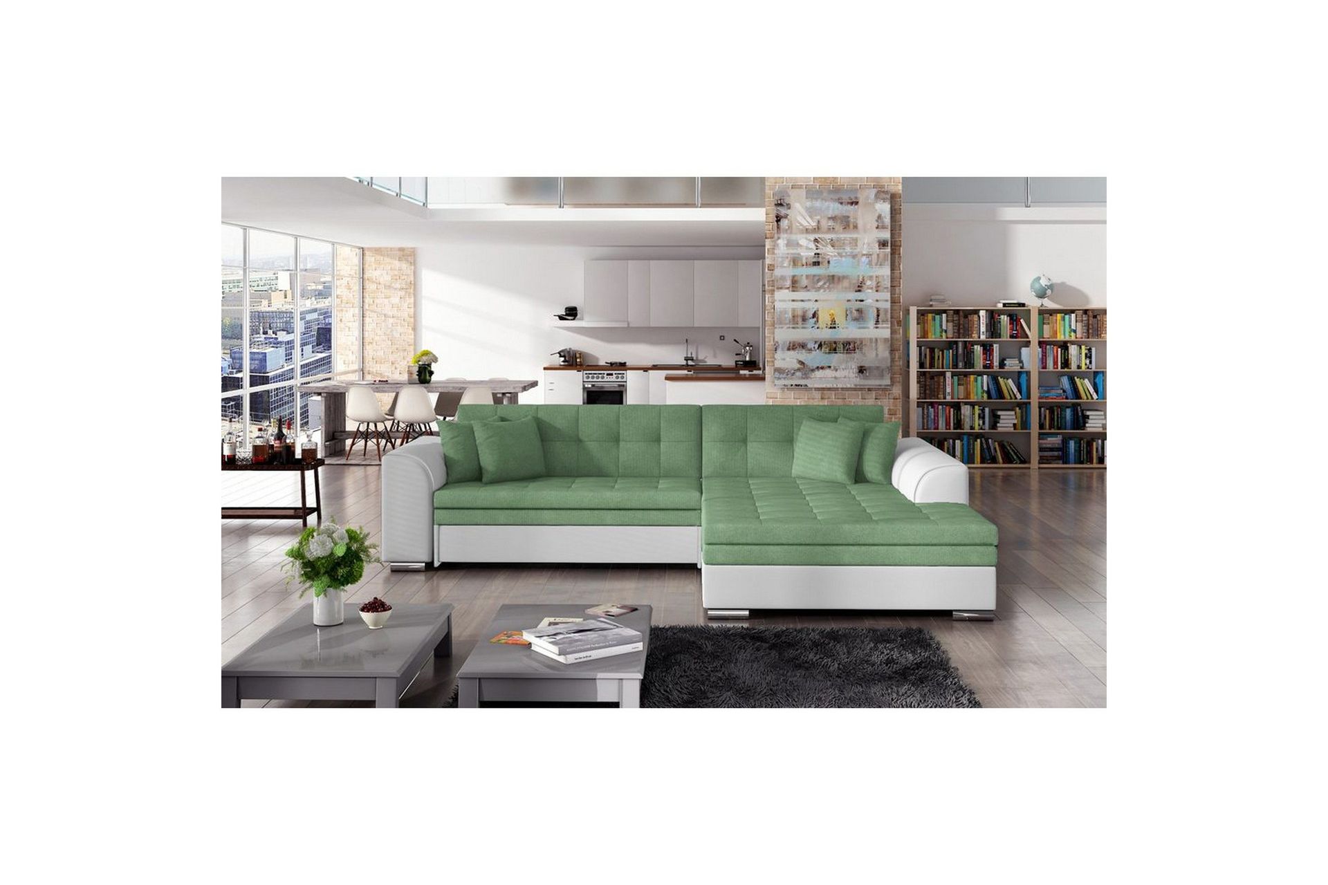 Hjørnesofa Eltap Sorento 296x194x78 cm - Soro 34, Soft 17, Grønn, Høyre
