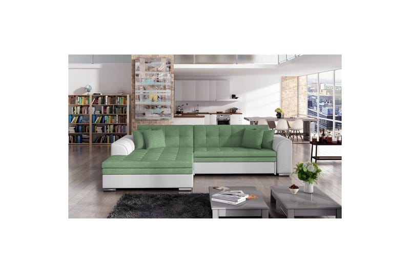 Hjørnesofa Eltap Sorento 296x194x78 cm - Soro 34, Soft 17, Grønn, Venstre - Møbler - Sofaer - Sovesofaer