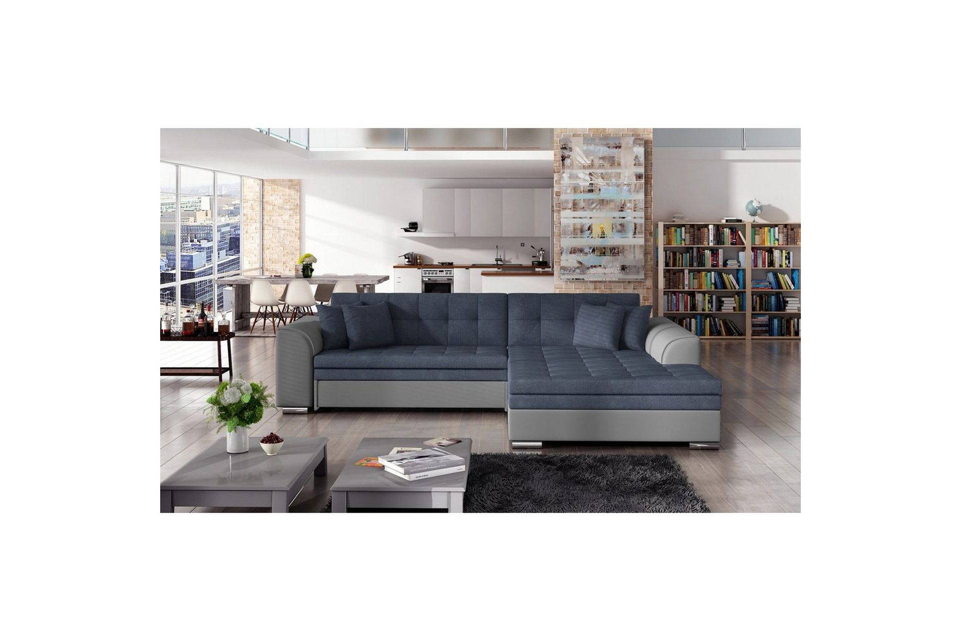Hjørnesofa Eltap Sorento 296x194x78 cm - Soro 76, Soft 29, Blå, Høyre
