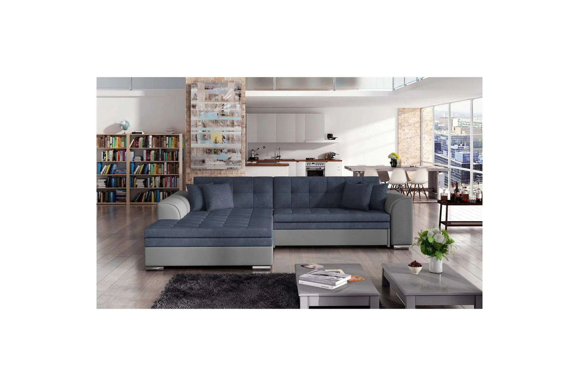 Hjørnesofa Eltap Sorento 296x194x78 cm - Soro 76, Soft 29, Blå, Venstre