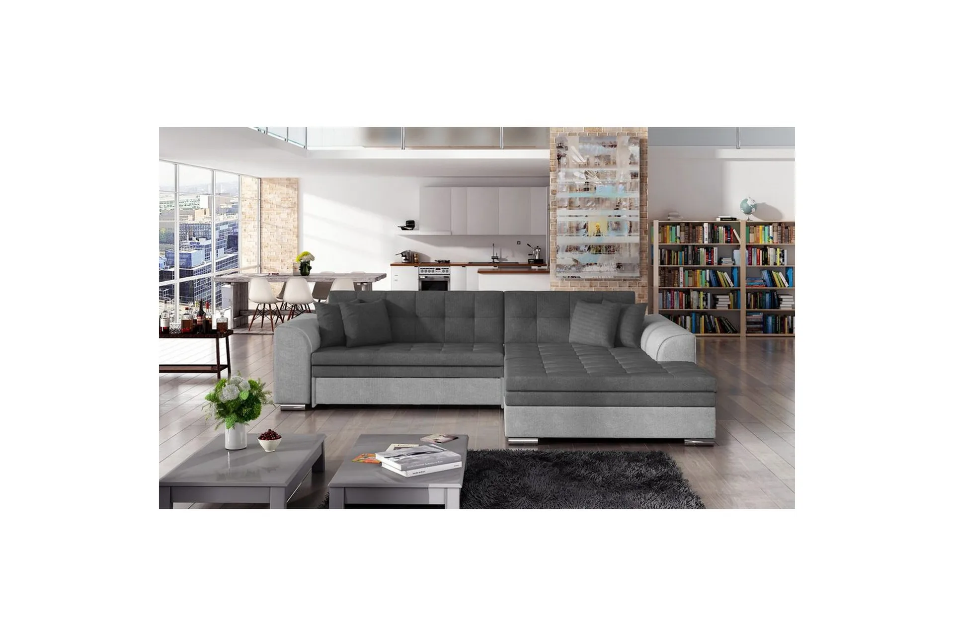 Hjørnesofa Eltap Sorento 296x194x78 cm - Soro 93, Soro 83, Mørk Grå, Høyre