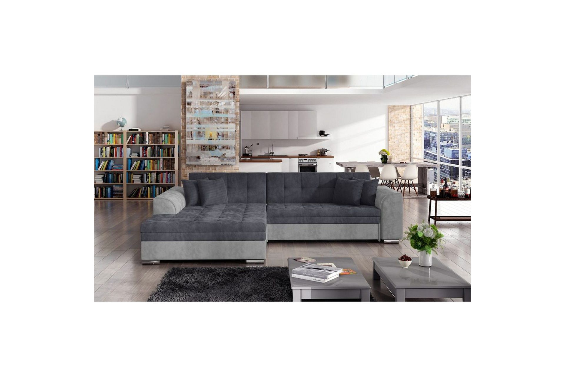 Hjørnesofa Eltap Sorento 296x194x78 cm - Paros 06, Paros 05, Grå, Venstre