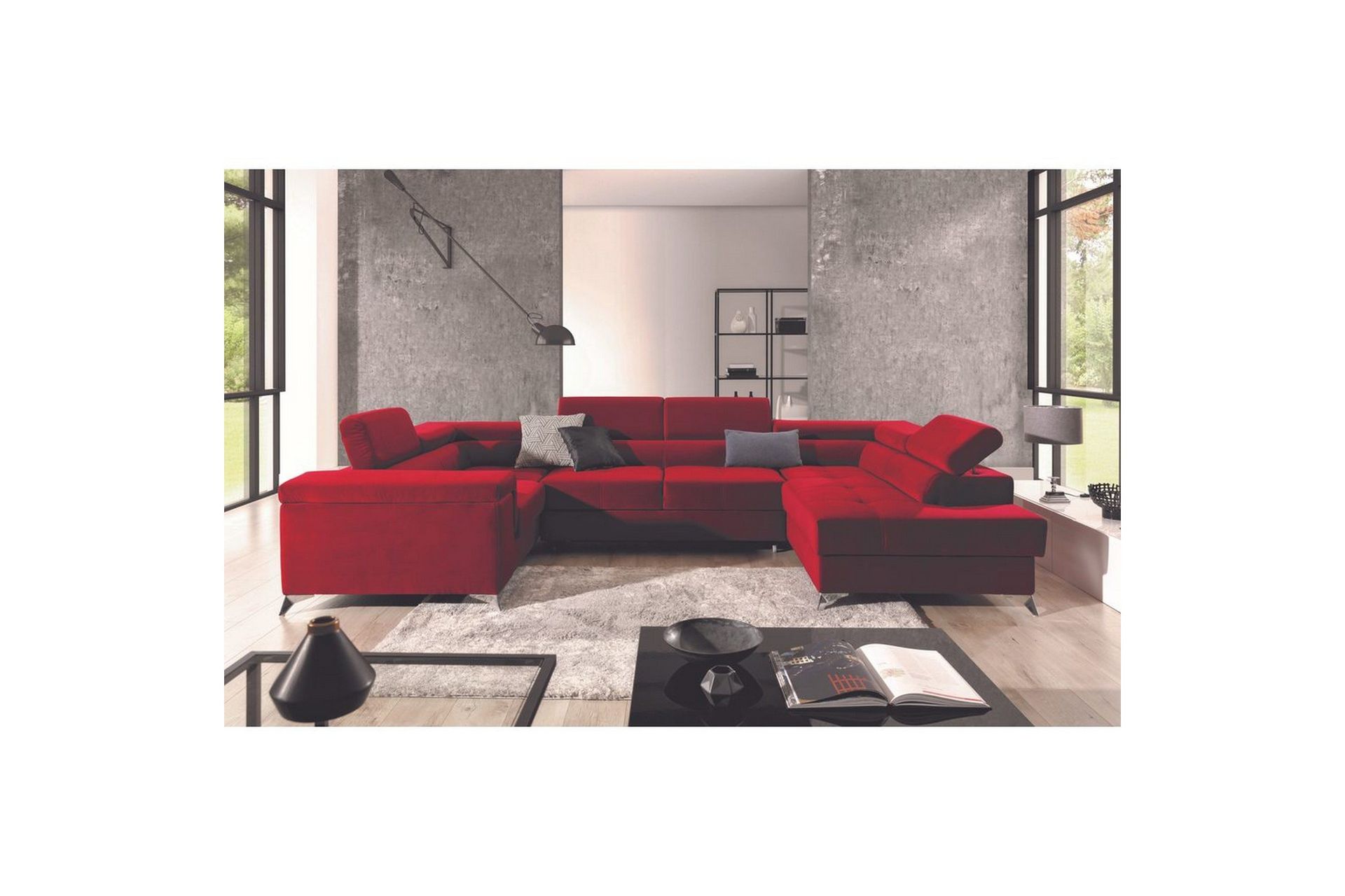 Hjørnesofa Eltap Thiago 342x208x88 cm - Kronos 02, Rød, Høyre