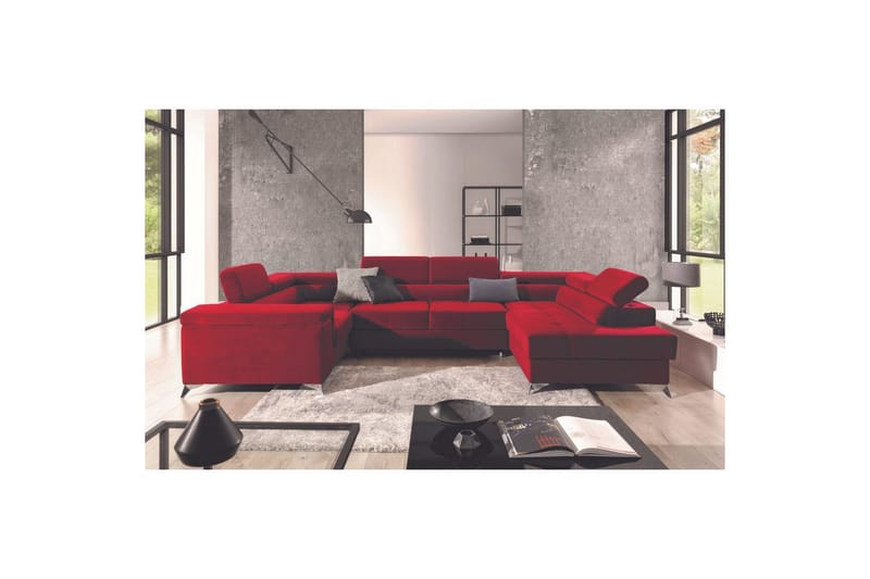 Hjørnesofa Eltap Thiago 342x208x88 cm, Kronos 02, Rød, Høyre