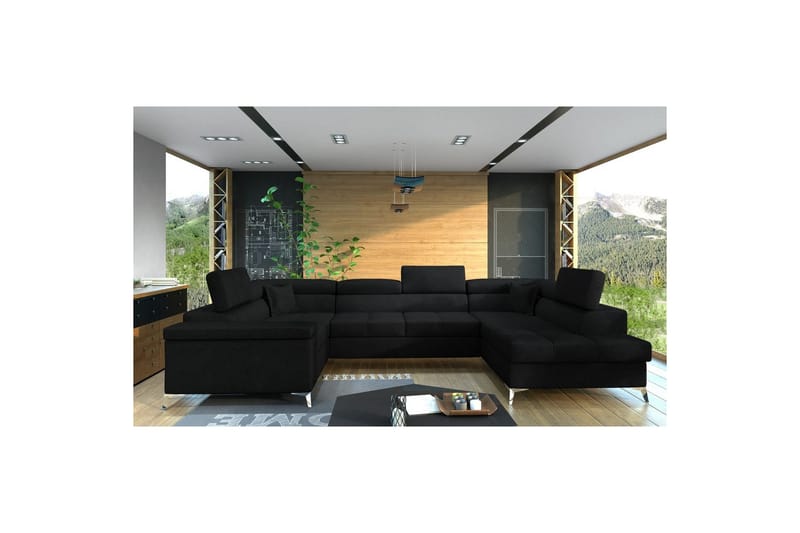 Hjørnesofa Eltap Thiago 342x208x88 cm - Kronos 07, Svart, Høyre - Møbler - Sofaer - Sovesofaer