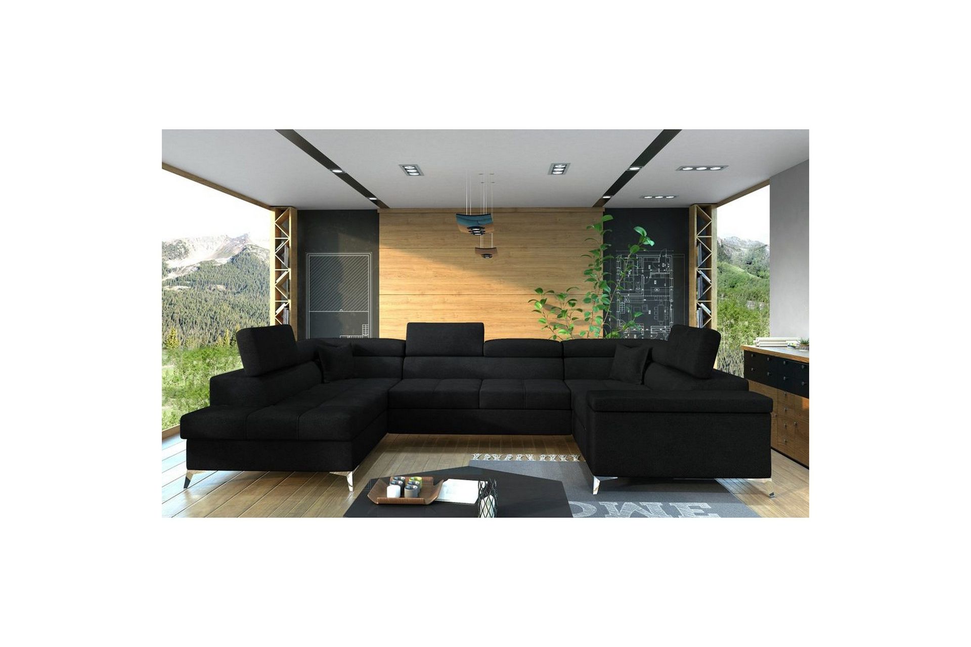 Hjørnesofa Eltap Thiago 342x208x88 cm - Kronos 07, Svart, Venstre