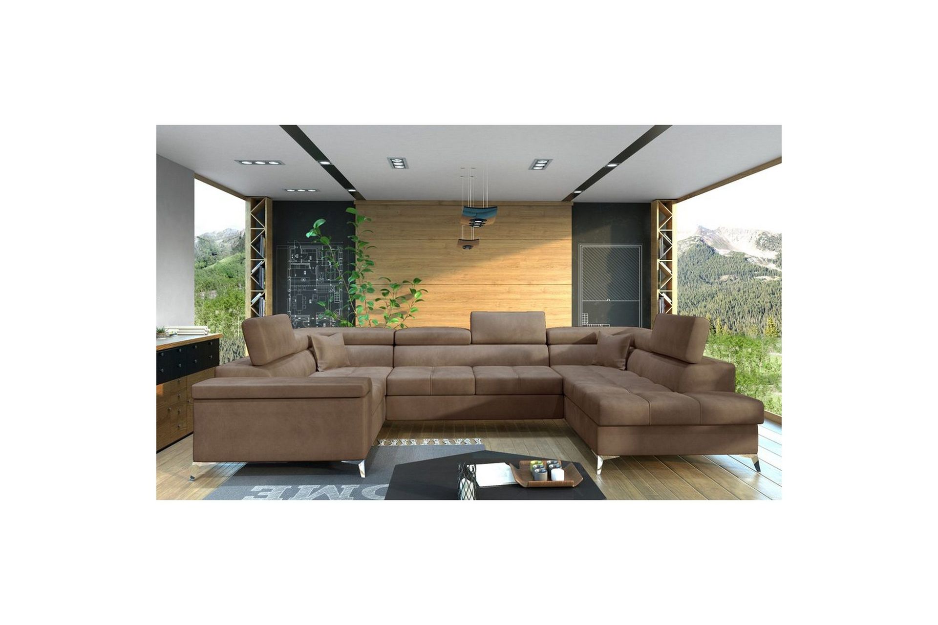 Hjørnesofa Eltap Thiago 342x208x88 cm - Monolith 09, Lys Brun, Høyre