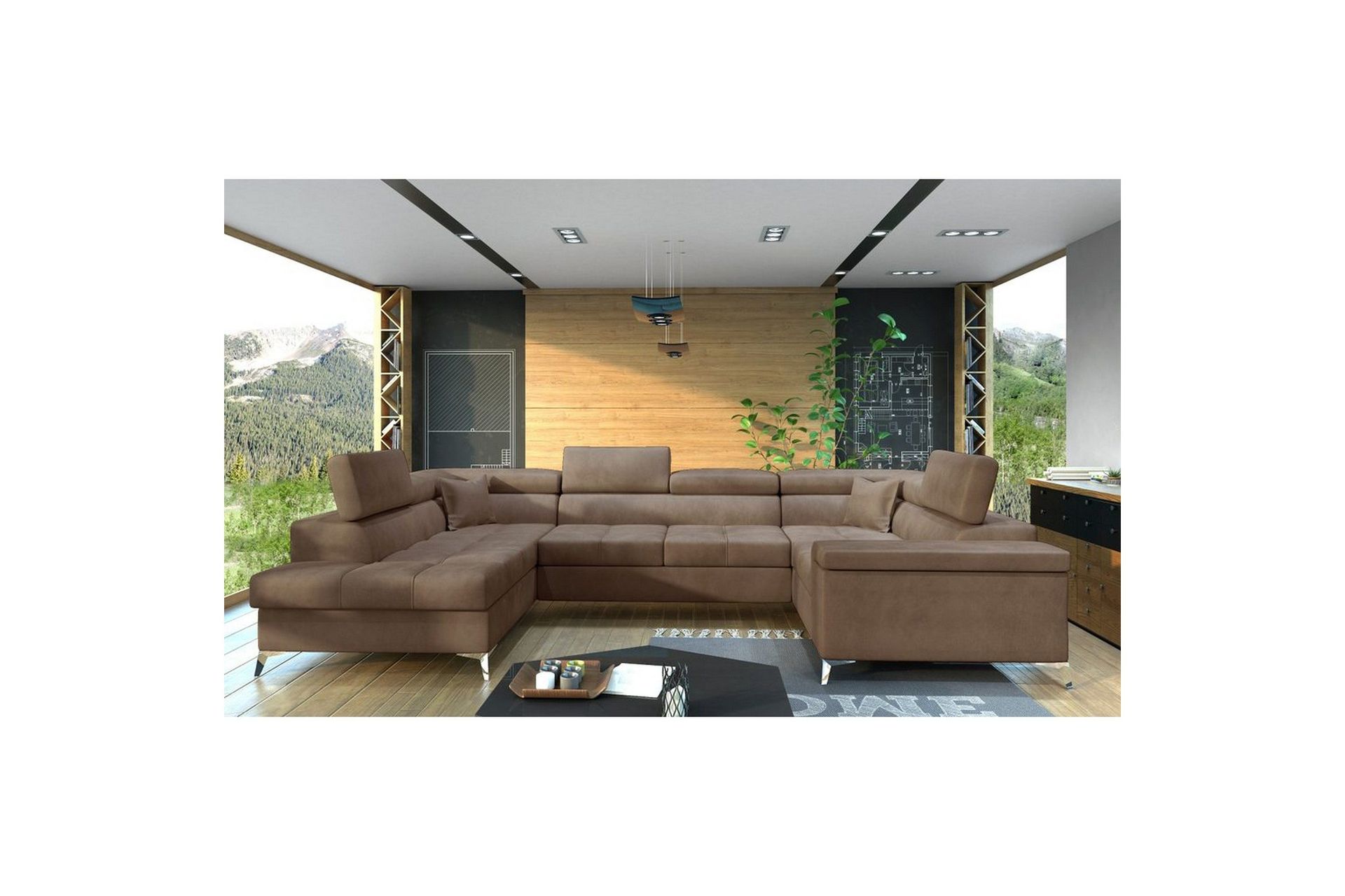 Hjørnesofa Eltap Thiago 342x208x88 cm - Monolith 09, Lys Brun, Venstre