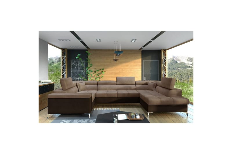 Hjørnesofa Eltap Thiago 342x208x88 cm, Monolith 09, Monolith 29, Lys Brun, Høyre