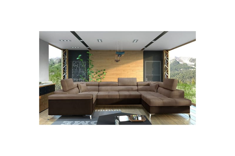 Hjørnesofa Eltap Thiago 342x208x88 cm - Monolith 09, Monolith 29, Lys Brun, Høyre - Møbler - Sofaer - Sovesofaer