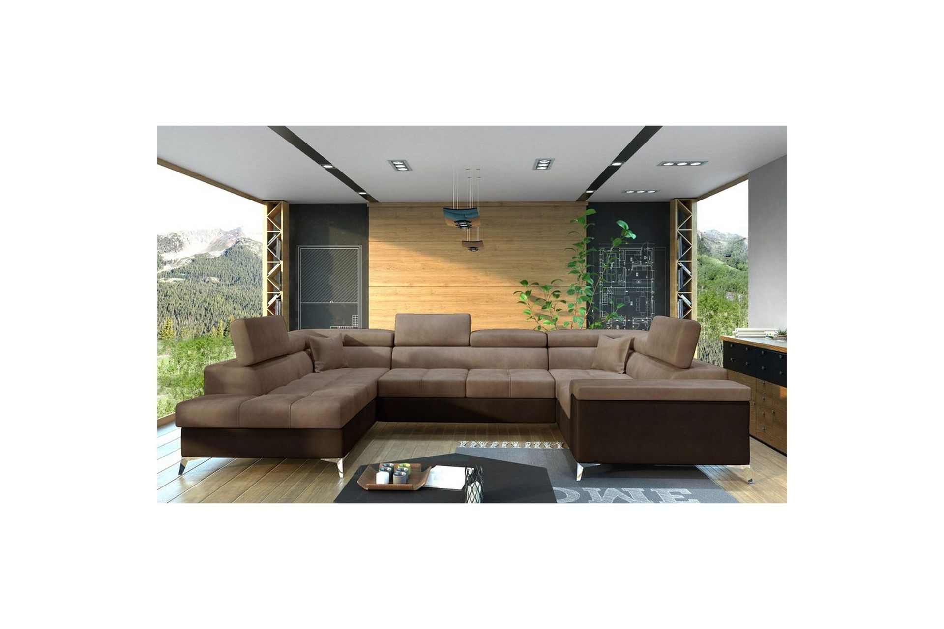 Hjørnesofa Eltap Thiago 342x208x88 cm - Monolith 09, Monolith 29, Lys Brun, Venstre