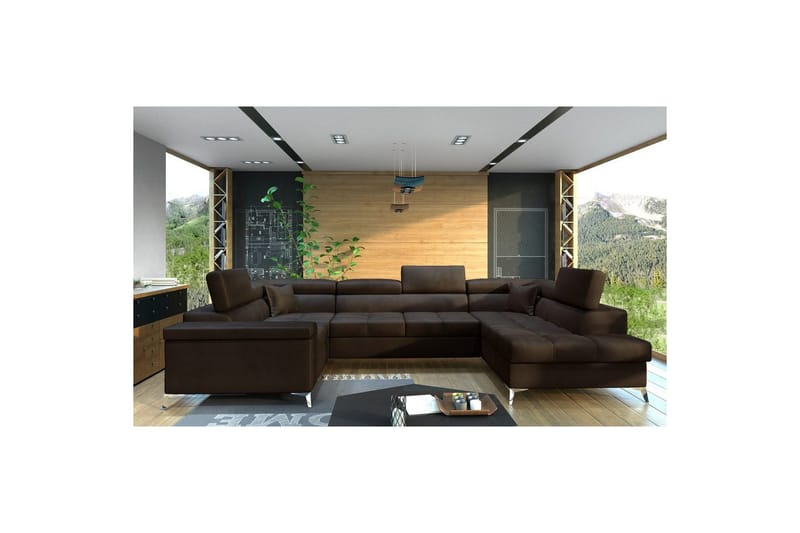 Hjørnesofa Eltap Thiago 342x208x88 cm - Monolith 29, Brun, Høyre - Møbler - Sofaer - Sovesofaer