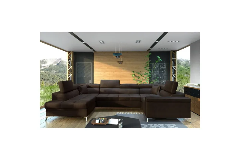 Hjørnesofa Eltap Thiago 342x208x88 cm - Monolith 29, Brun, Venstre - Møbler - Sofaer - Sovesofaer
