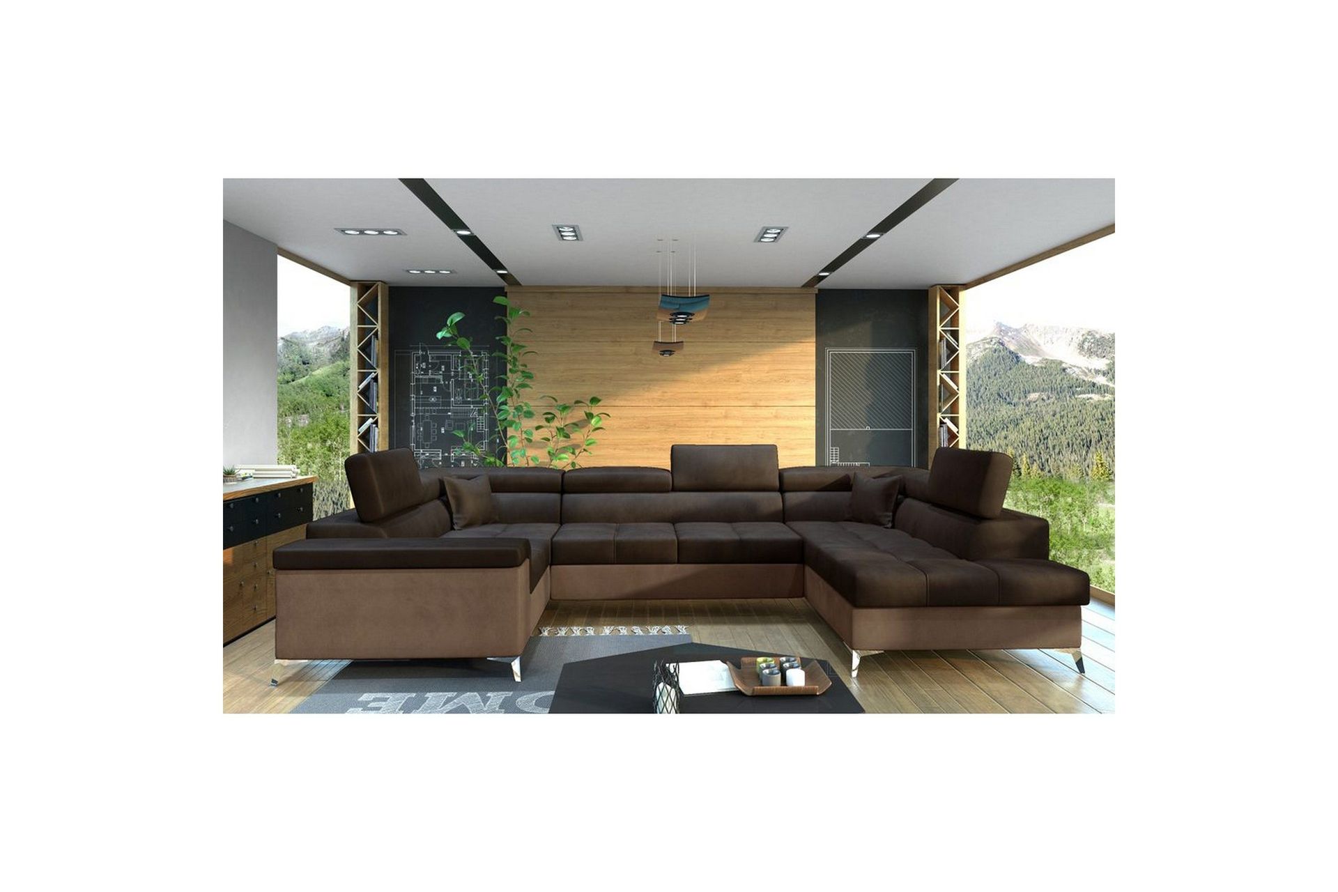 Hjørnesofa Eltap Thiago 342x208x88 cm - Monolith 29, Monolith 09, Brun, Høyre